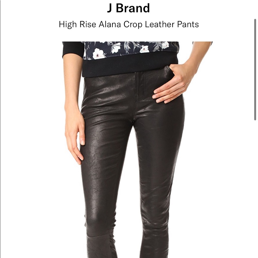 J brand high rise skinny crop leather pants.